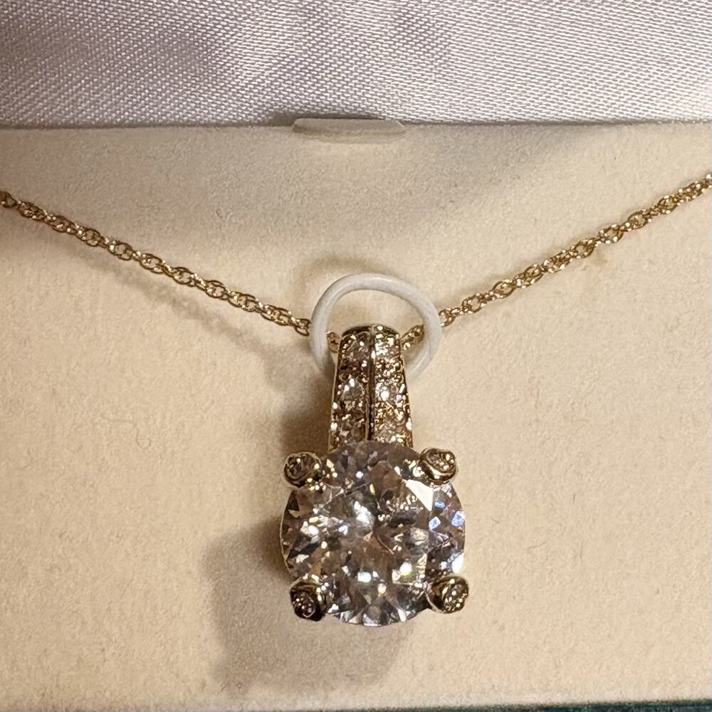 Suzanne Somers Statement Necklace Gold Vermeil over Sterling w/ Cubic Zirconias